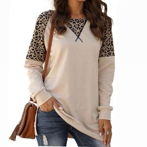 ⭐️Leopard Sleeve Tunic Sweatshirt